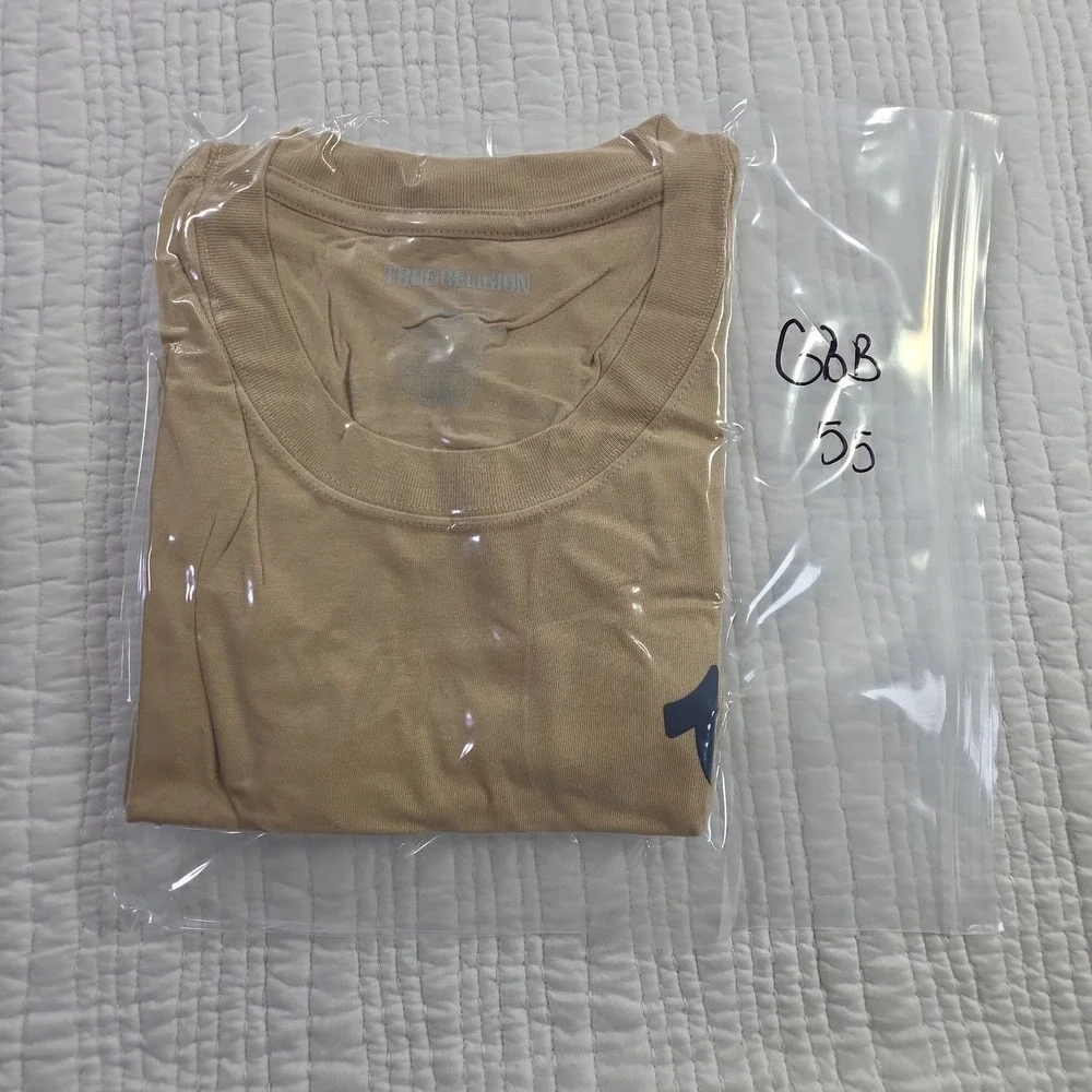 True Religion Men XL Horseshoe Logo T-Shirt Travertine Brown Graphic Tee NWT